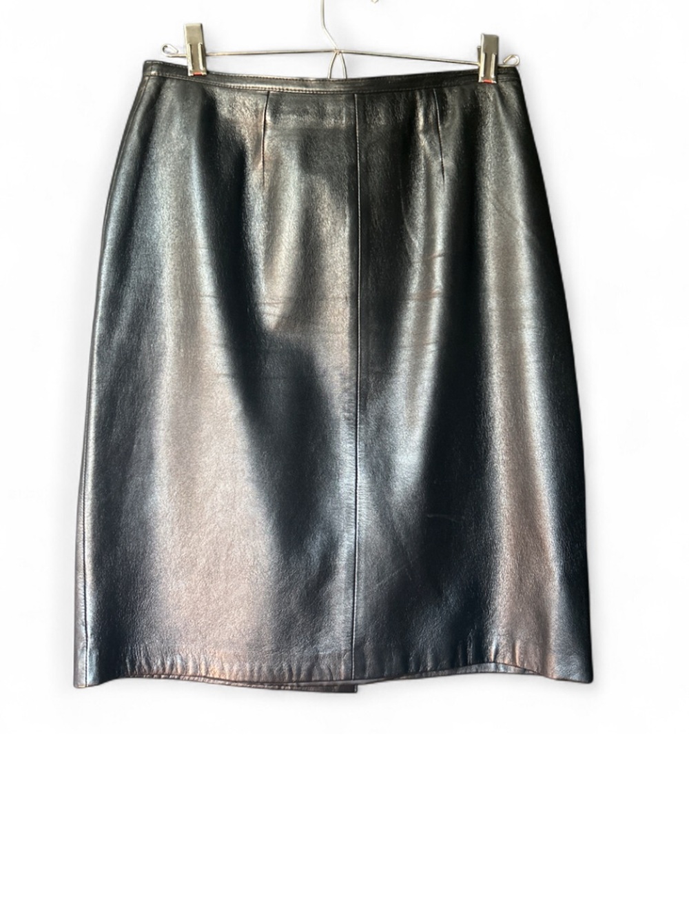 Mixit Classic Black Genuine Leather Pencil Skirt